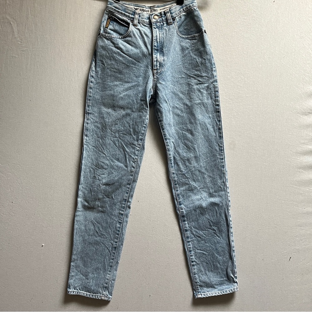 Vintage Armani Jeans High Waisted Stone Washed Straight Leg Denim Size 24